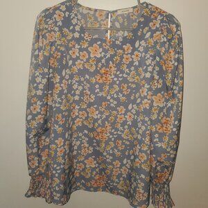 Pleione LS floral blouse